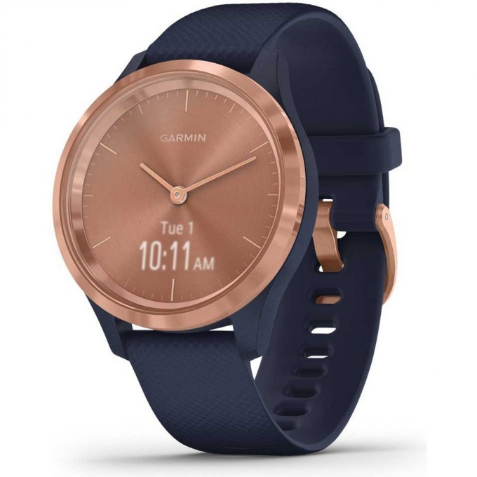 Часы GARMIN VIVOMOVE 3S розовое золото циферблат с темно-синим ремешком 010-02238-23