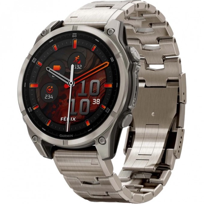 Смарт-часы GARMIN FENIX 8 – 47 мм, AMOLED Sapphire, титановые с титановым браслетом 010-02904-40